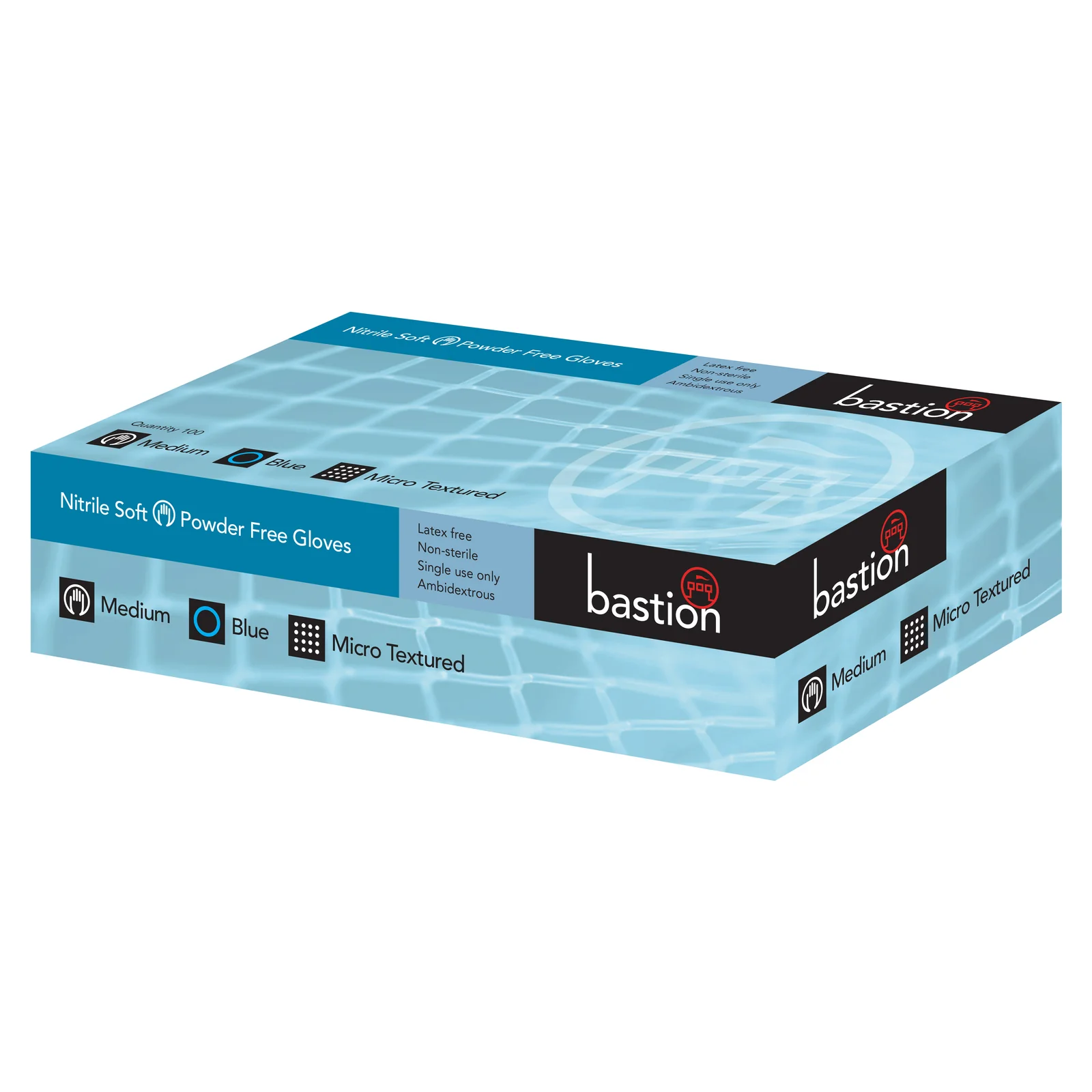Bastion Nitrile Soft Blue - Powder Free Gloves (Carton 1000 Pairs)