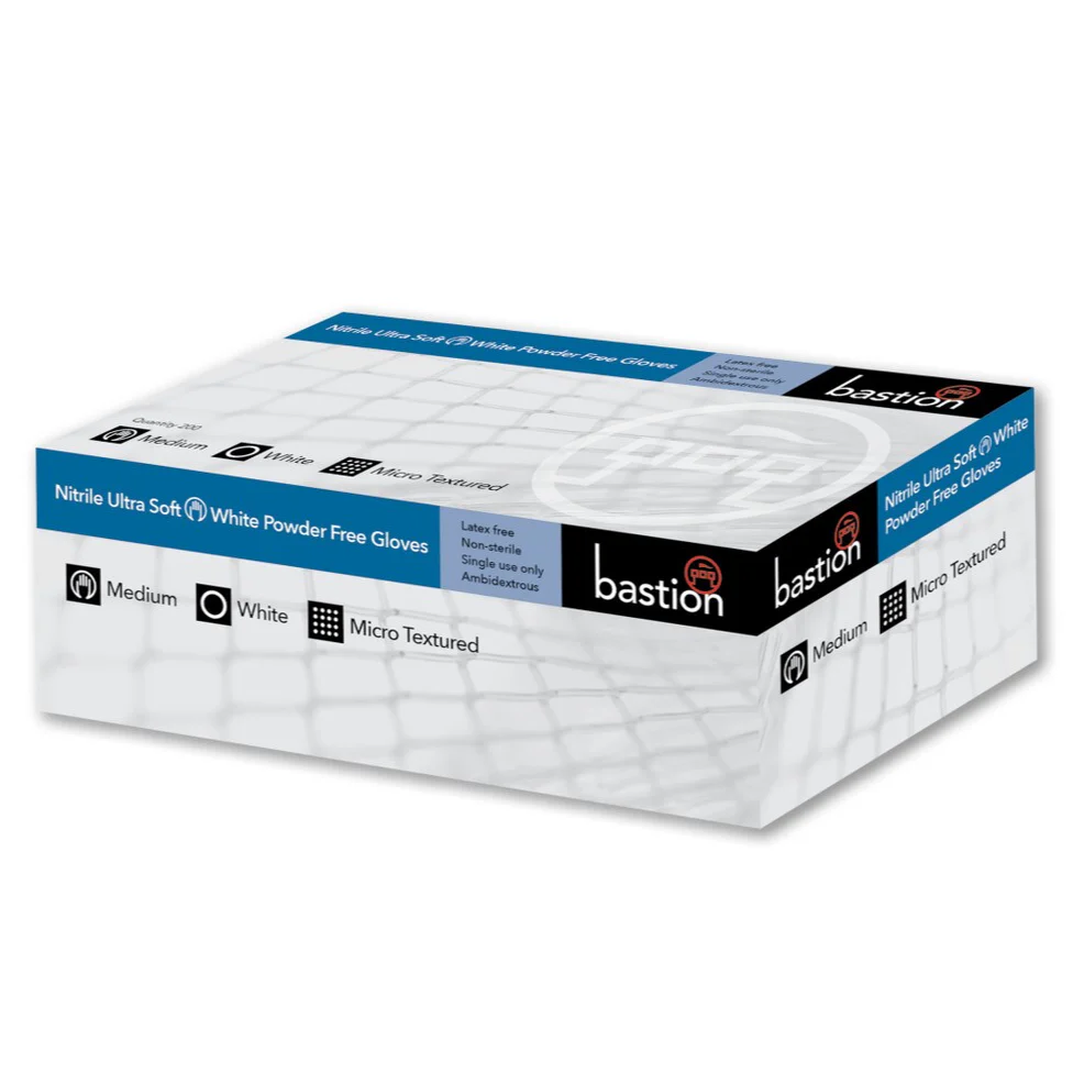 Bastion Nitrile Ultra Soft White - (Carton 2000 Pairs)