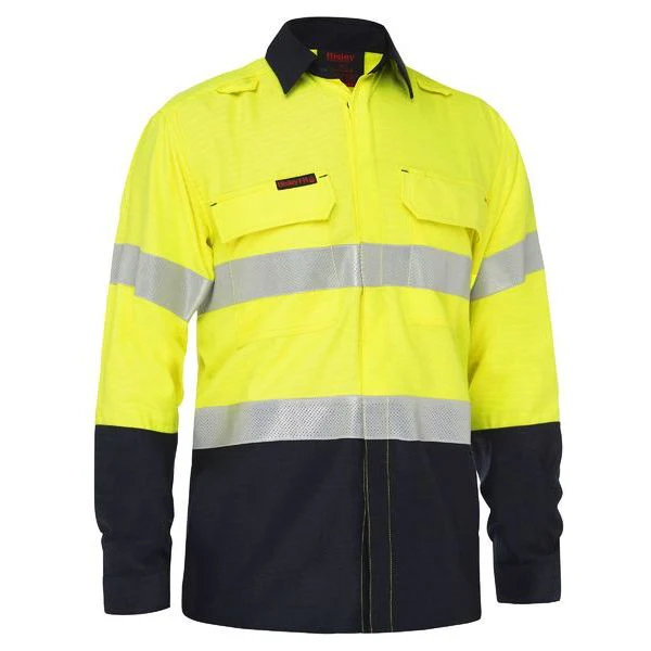 Bisley Apex 160 Taped Hi Vis FR Ripstop Vented Shirt (BS8338T) - Image 3