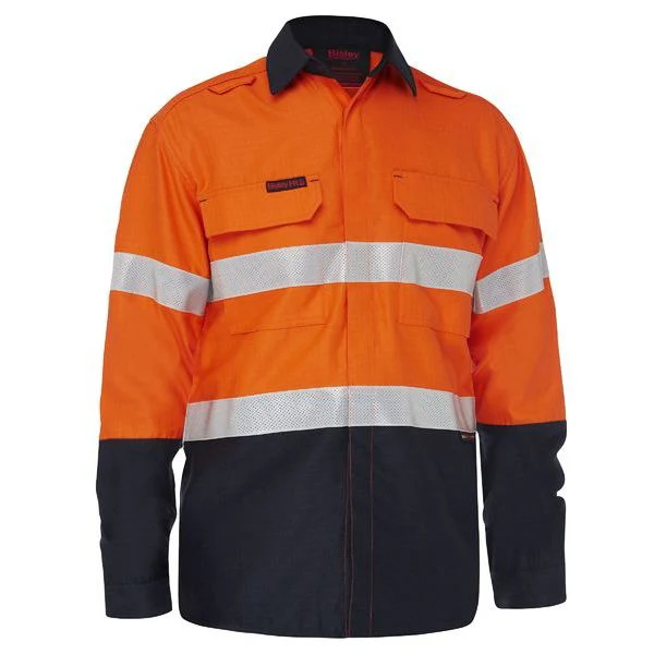 Bisley Apex 185 Taped Hi Vis FR Ripstop Vented Shirt (BS8438T) - Image 3