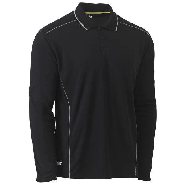 Bisley Cool Mesh Long Sleeve Polo Shirt With Reflective Piping (BK6425) - Image 5