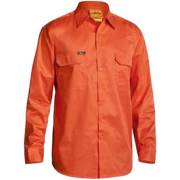 Bisley Mens Cool Lightweight Guesst Cuff Hi Vis Drill Long Sleeve Shirt (BS6894_BVEO)