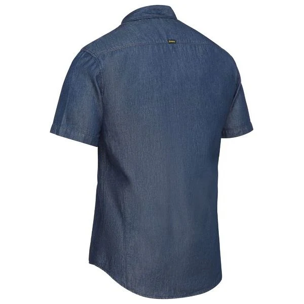 Bisley Mens Short Sleeve Denim Work Shirt (BS1602) (Clearance) - Image 2
