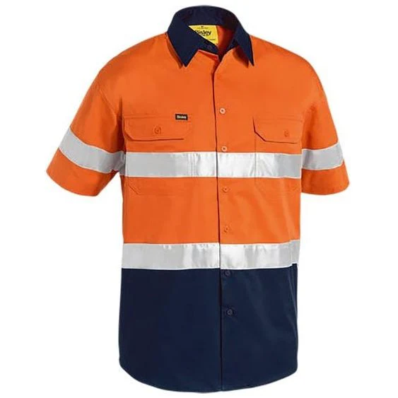 Bisley Short Sleeve Two Tone Hi Vis Lightweight Taped Shirt (BS1896) - Image 3