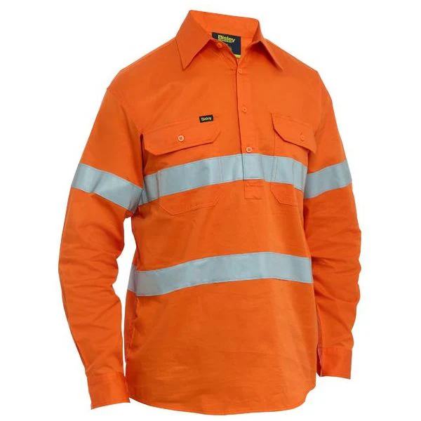 Bisley Taped Hi Vis Cool Lightweight Closed Front Shirt With Mesh Ventilation (BSC6897T)