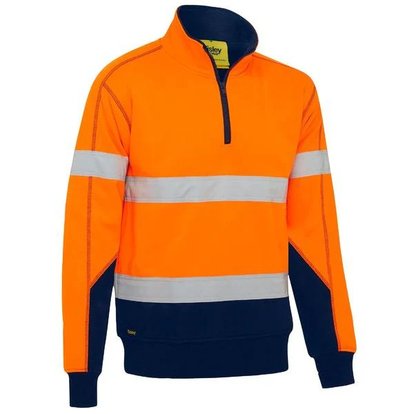 Bisley Taped Two Tone 1/4 Zip Hi Vis Fleece Pullover With Sherpa Lining (BK6987T) - Image 3