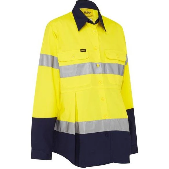 Bisley Taped Two Tone Hi Vis Drill Long Sleeve Maternity Shirt (BLM6456T)