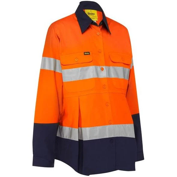 Bisley Taped Two Tone Hi Vis Drill Long Sleeve Maternity Shirt (BLM6456T) - Image 3