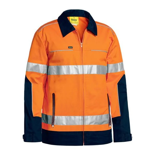 Bisley Taped Two Tone Hi Vis Liquid Repellent Cotton Drill Jacket (BJ6917T) - Image 3