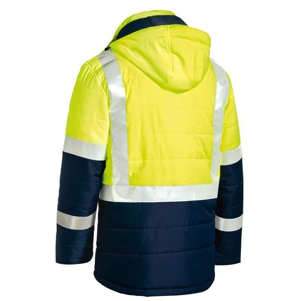 Bisley Taped Two Tone Hi Vis Puffer Jacket With Quilting And Lined Hood (BJ6929HT) - Image 2