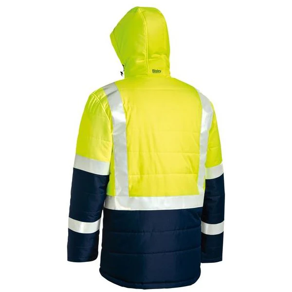 Bisley Taped Two Tone Hi Vis Puffer Jacket With Quilting And Lined Hood (BJ6929HT) - Image 4