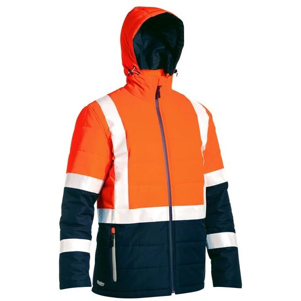Bisley Taped Two Tone Hi Vis Puffer Jacket With Quilting And Lined Hood (BJ6929HT) - Image 7
