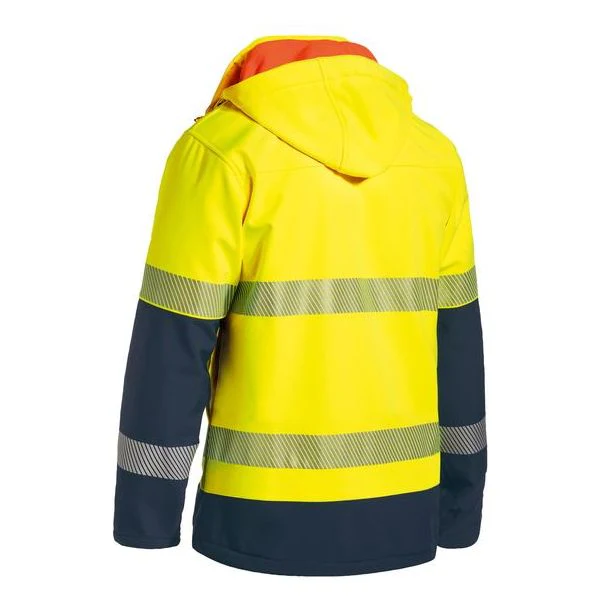 Bisley Taped Two Tone Hi Vis Ripstop Bonded Fleece Jacket With Hood (BJ6934T) - Image 2