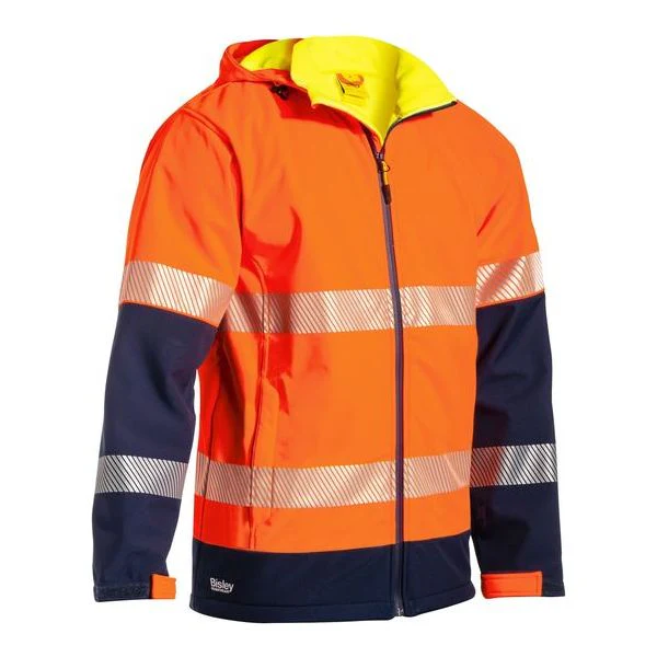 Bisley Taped Two Tone Hi Vis Ripstop Bonded Fleece Jacket With Hood (BJ6934T) - Image 5