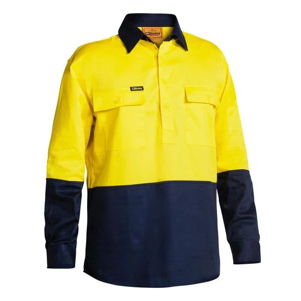 Bisley Two Tone Closed Front Hi Vis Drill Long Sleeve Shirt (BSC6267)