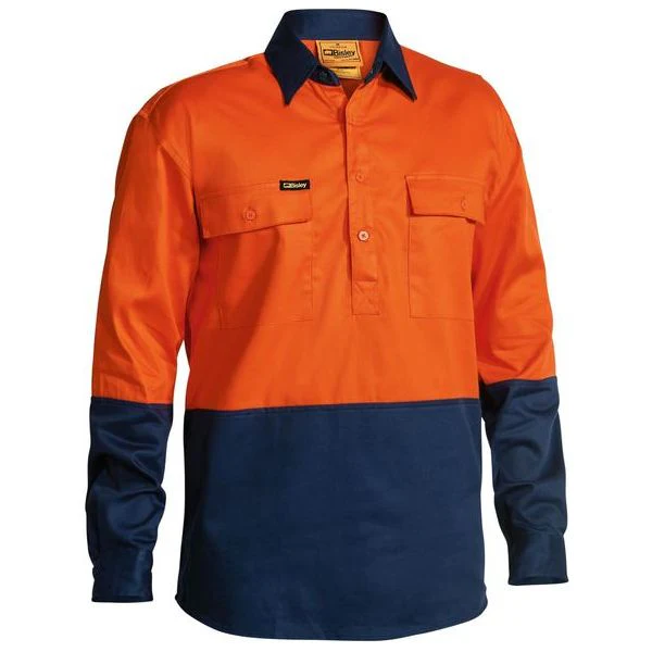 Bisley Two Tone Closed Front Hi Vis Drill Long Sleeve Shirt (BSC6267) - Image 3