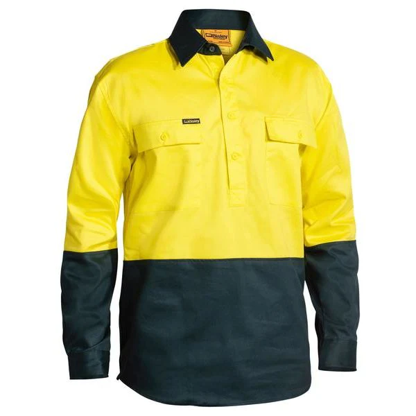 Bisley Two Tone Closed Front Hi Vis Drill Long Sleeve Shirt (BSC6267) - Image 5