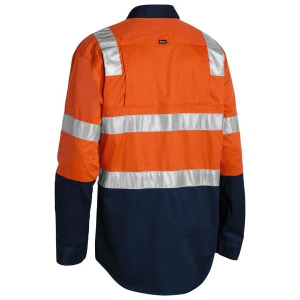Bisley Two Tone Hi Vis Cool Lightweight Gusset Cuff Long Sleeve Shirt With Reflective Tape (BS6432T) - Image 2