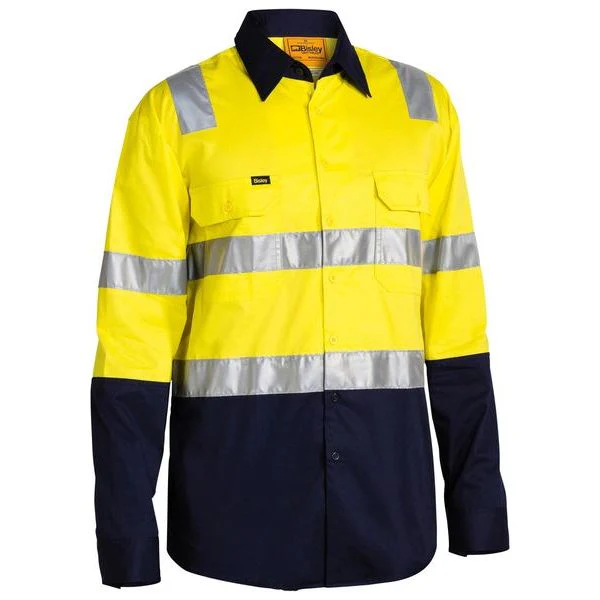 Bisley Two Tone Hi Vis Cool Lightweight Gusset Cuff Long Sleeve Shirt With Reflective Tape (BS6432T) - Image 3