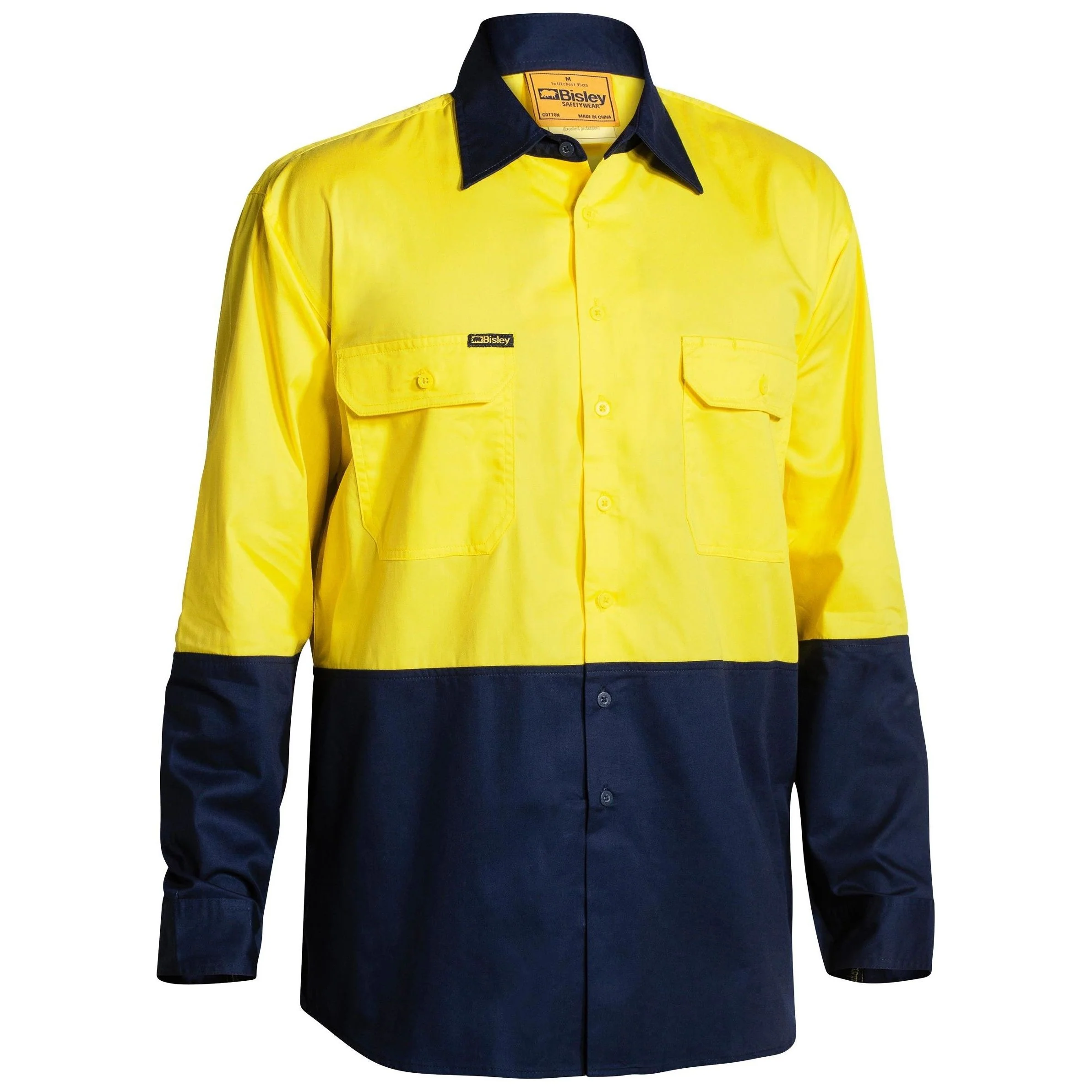 Bisley Two Tone Hi Vis Cool Lightweight Mesh Ventilated Long Sleeve Drill Shirt (BS6895)