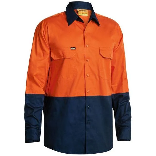Bisley Two Tone Hi Vis Cool Lightweight Mesh Ventilated Long Sleeve Drill Shirt (BS6895) - Image 3