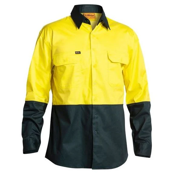 Bisley Two Tone Hi Vis Cool Lightweight Mesh Ventilated Long Sleeve Drill Shirt (BS6895) - Image 5