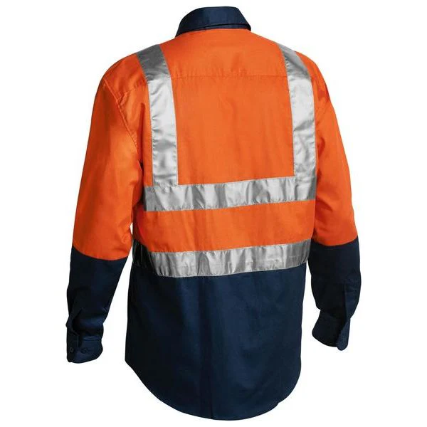 Bisley Two Tone Hi Vis Long Sleeve Drill Shirt 3M Reflective Tape (BS6267T) - Image 2