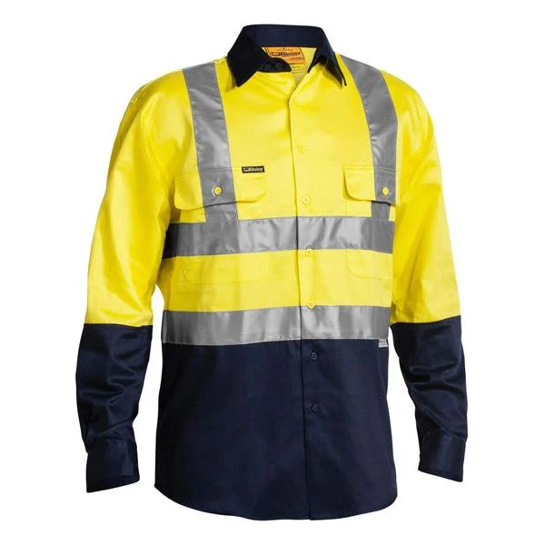 Bisley Two Tone Hi Vis Long Sleeve Drill Shirt 3M Reflective Tape (BS6267T) - Image 3