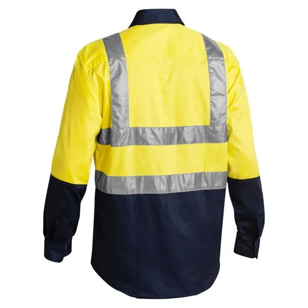 Bisley Two Tone Hi Vis Long Sleeve Drill Shirt 3M Reflective Tape (BS6267T) - Image 4