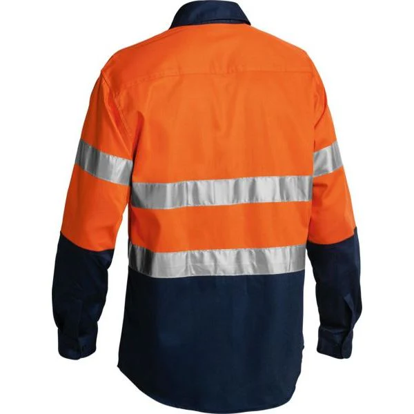 Bisley Two Tone Hi Vis Long Sleeve Shirt Reflective Tape (BT6456) - Image 4