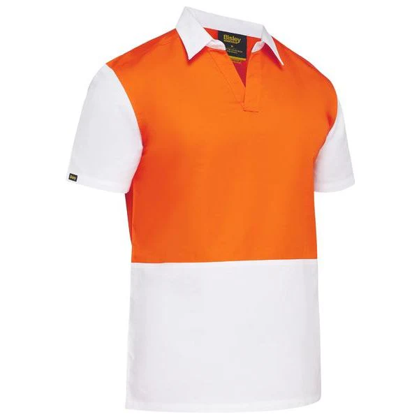 Bisley Two Tone Hi Vis V-Neck Short Sleeve Shirt (BS1405) (Clearance)
