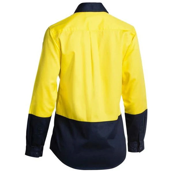 Bisley Womens 2 Tone Hi Vis Drill Long Sleeve Shirt (BL6267) - Image 2