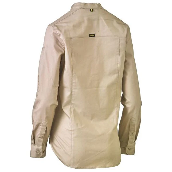 Bisley Womens Long Stretch V-Neck Closed Front Shirt (BLC6063) - Image 2