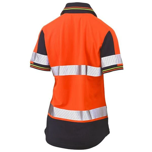 Bisley Womens Short Sleeve Taped Two Tone Hi Vis V-Neck Polo (BKL1225T) - Image 4