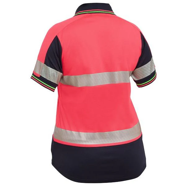 Bisley Womens Short Sleeve Taped Two Tone Hi Vis V-Neck Polo (BKL1225T) - Image 6
