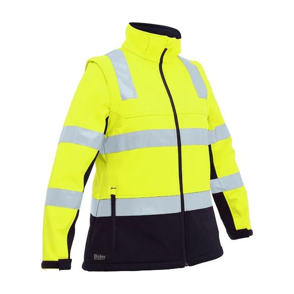 Bisley Womens Taped Two Tone Hi Vis 3 In 1 Soft Shell Jacket (BJL6078T) - Image 2
