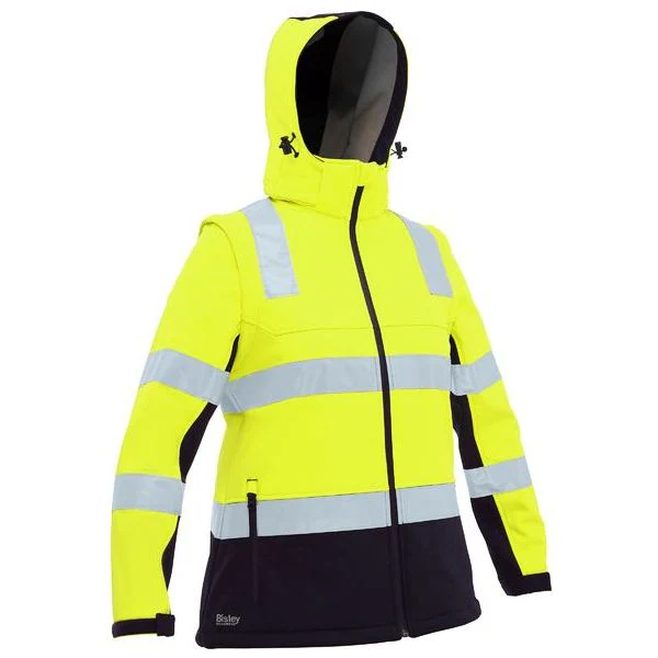 Bisley Womens Taped Two Tone Hi Vis 3 In 1 Soft Shell Jacket (BJL6078T) - Image 7