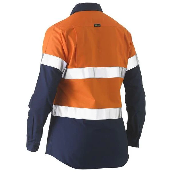 Bisley Womens Taped Two Tone Hi Vis Recycled Drill Shirt (BL6996T) - Image 2