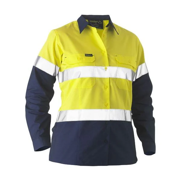 Bisley Womens Taped Two Tone Hi Vis Recycled Drill Shirt (BL6996T) - Image 3
