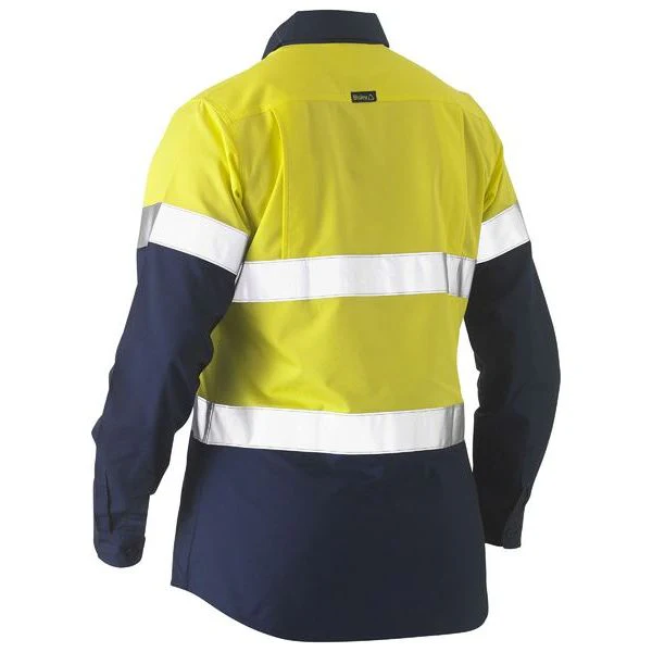 Bisley Womens Taped Two Tone Hi Vis Recycled Drill Shirt (BL6996T) - Image 4
