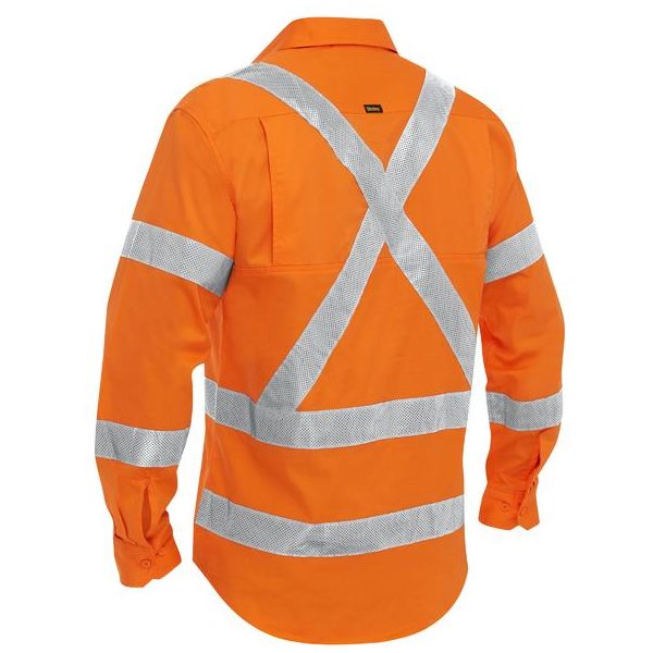 Bisley X Taped Closed Front Hi Vis Cool Lightweight Drill Shirt (BSC6166XT) - Image 2