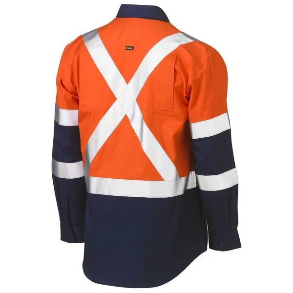Bisley X Taped Two Tone Hi Vis Cool Lightweight Long sleeve Shirt (BS6696XT) - Image 2