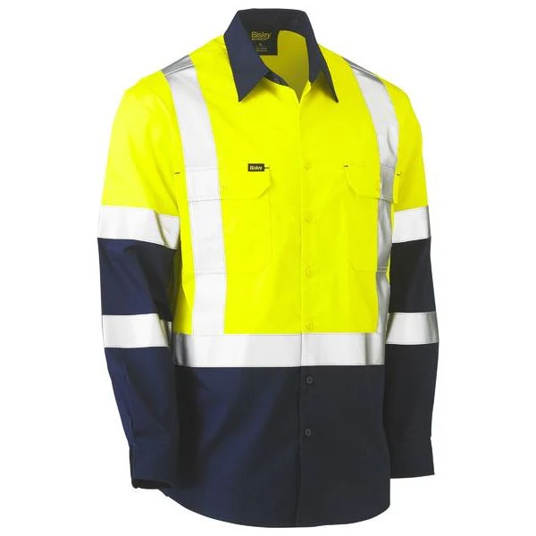 Bisley X Taped Two Tone Hi Vis Cool Lightweight Long sleeve Shirt (BS6696XT) - Image 3