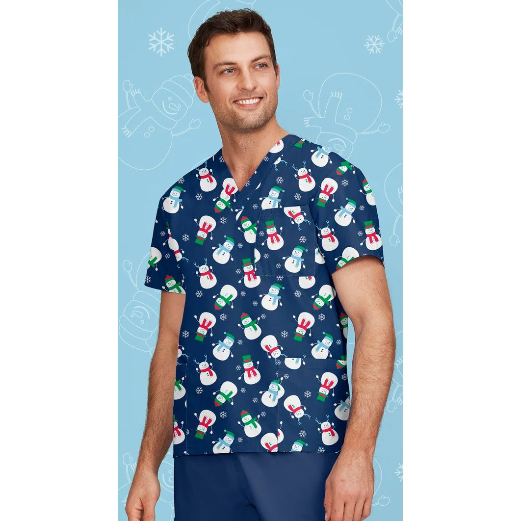 Biz Care Mens Christmas V-Neck Short Sleeve Scrub Top (CST346MS) - Image 3