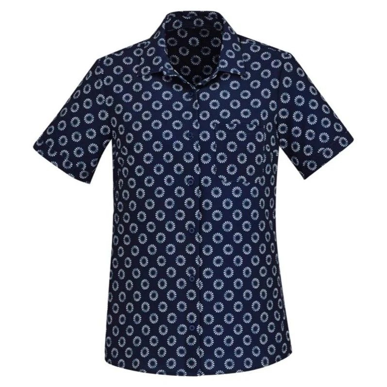 Biz Care Womens Easy Stretch Daisy Print Short Sleeve Shirt (CS948LS) - Image 3