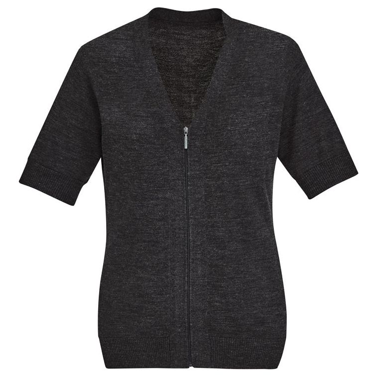 Biz Care Womens Zip Front Short Sleeve Knit (CK962LC)