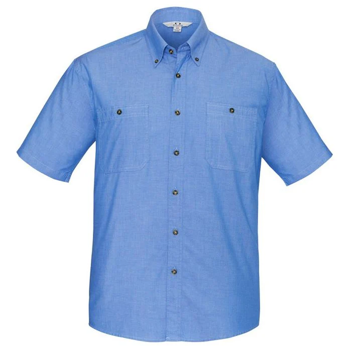 Biz Collection Mens Wrinkle Free Chambray Short Sleeve Shirt (SH113)