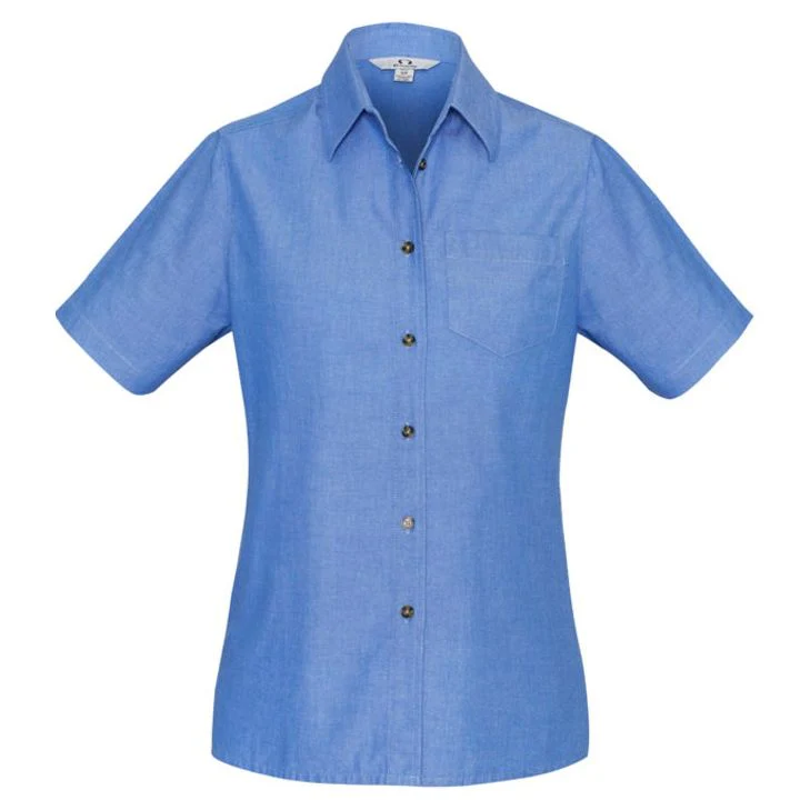Biz Collection Womens Wrinkle Free Chambray Short Sleeve Shirt (LB6200)