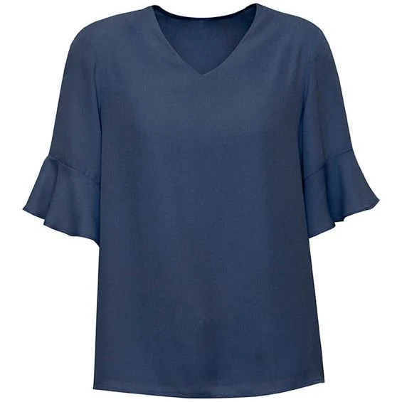 Biz Corporates Womens Aria Fluted Sleeve Blouse (RB966LS)
