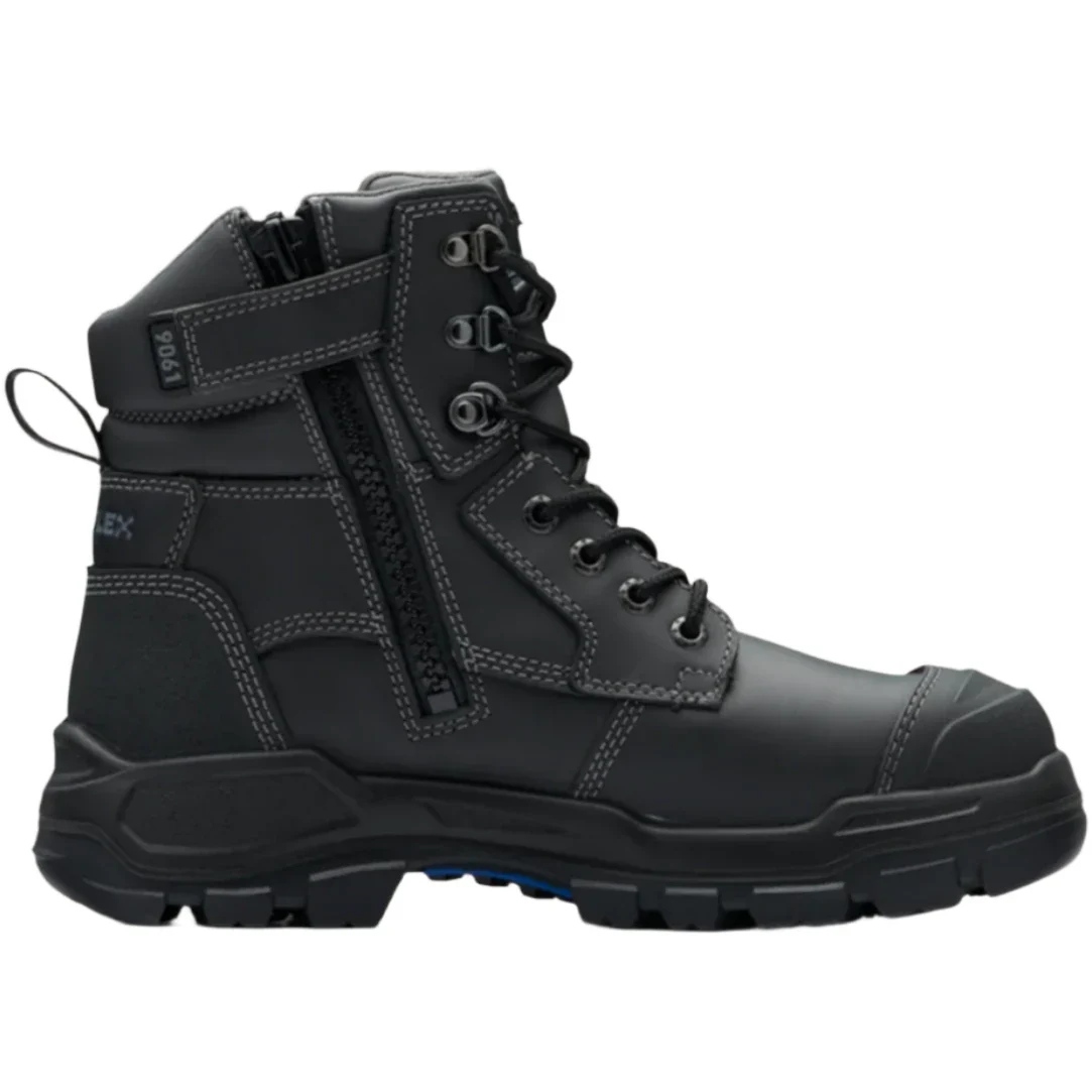 Blundstone Rotoflex Black Water Resistant Platinum Leather 150mm Zip Sided Steel Cap Safety Boot (9061) - Image 4